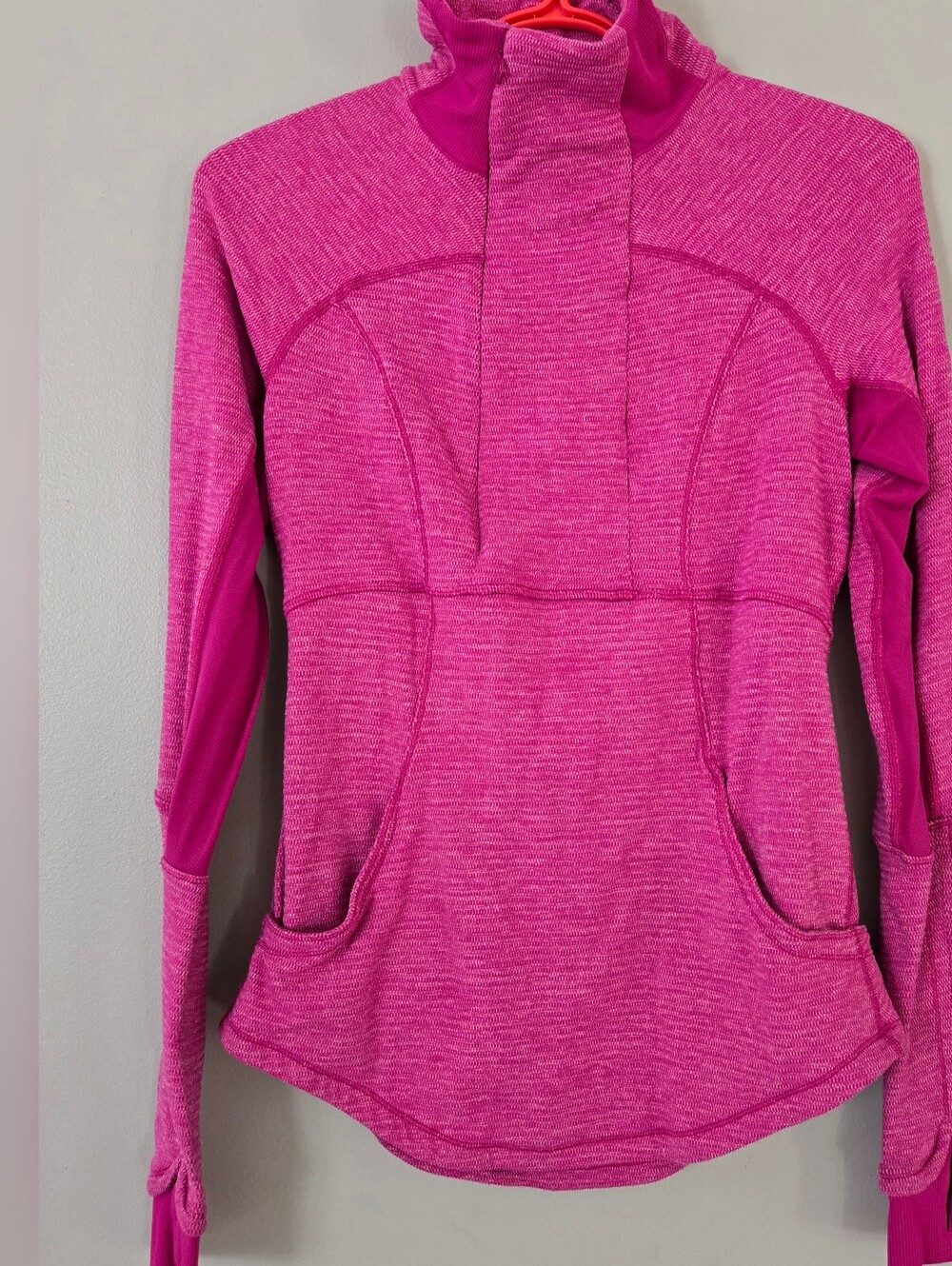 Lululemon Base Runner 1/2 ZipMini Check‎ Pique Raspberry Size 6